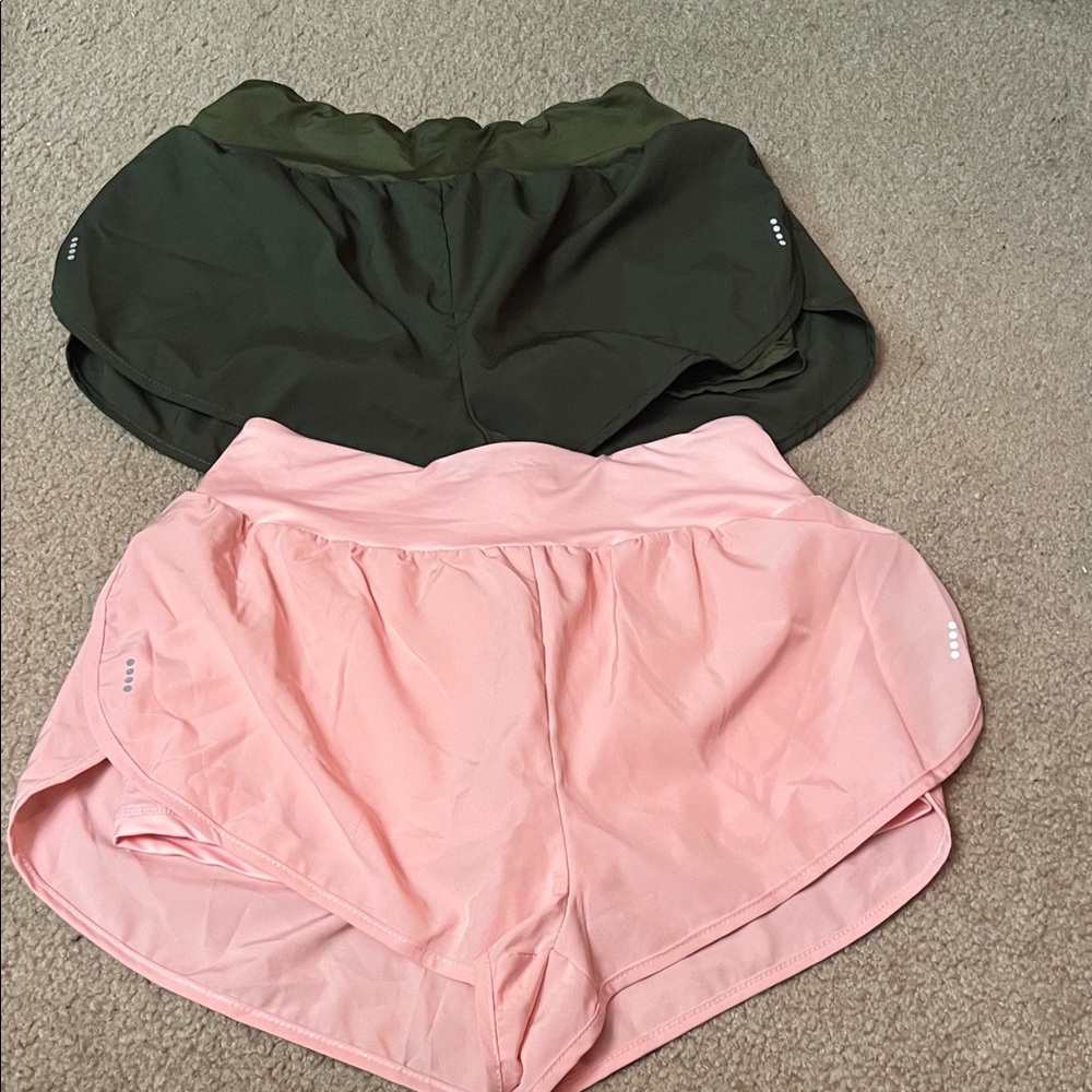 SHEIN Women’s Running Shorts - Olive Green & Light Pink
